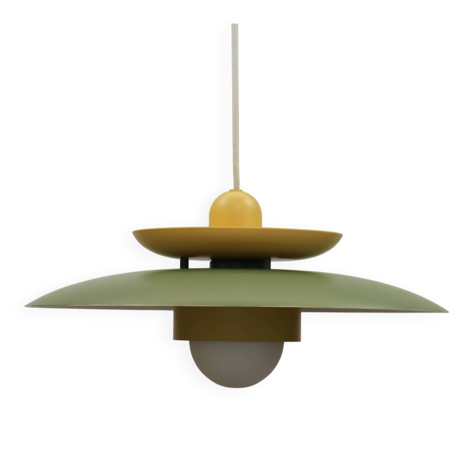 Lampe suspendue laquée verte vintage - Danemark 1980 -