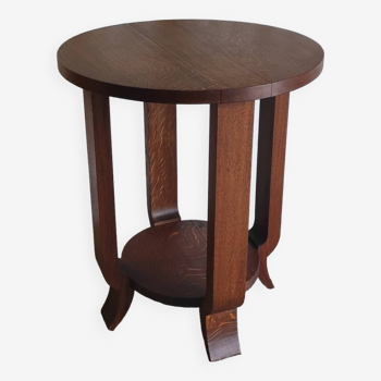 Art Deco pedestal table in solid oak - mid. 20th century