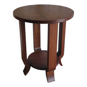 Art Deco pedestal table in solid oak - mid. 20th century