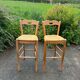 2 chaises de bar bois et paille