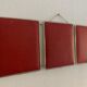 Vintage mirror 1960 triptych barber red brick - 30 x 77 cm