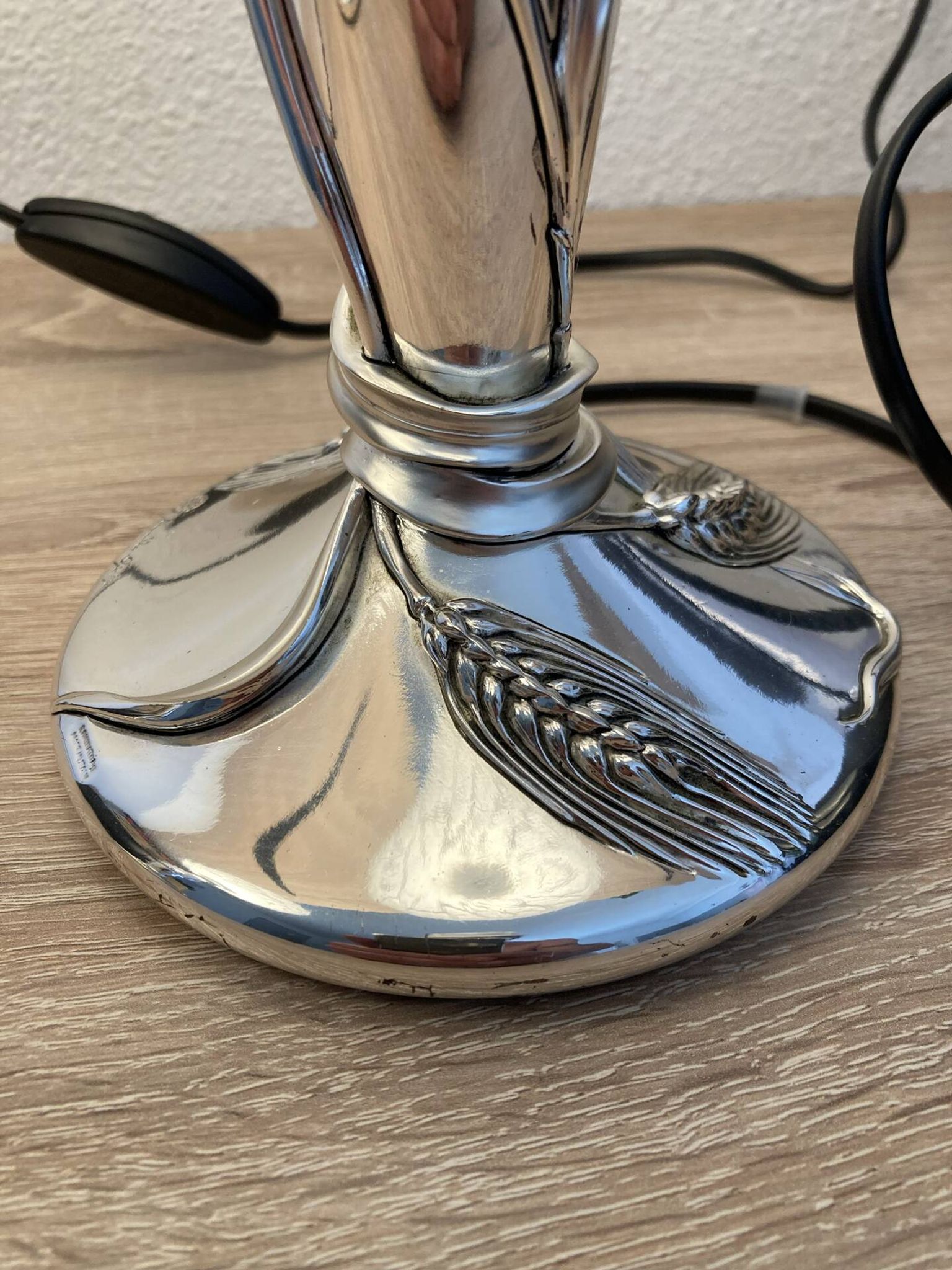 Paire de lampe argentée de Marcello gorgio abat jour murano