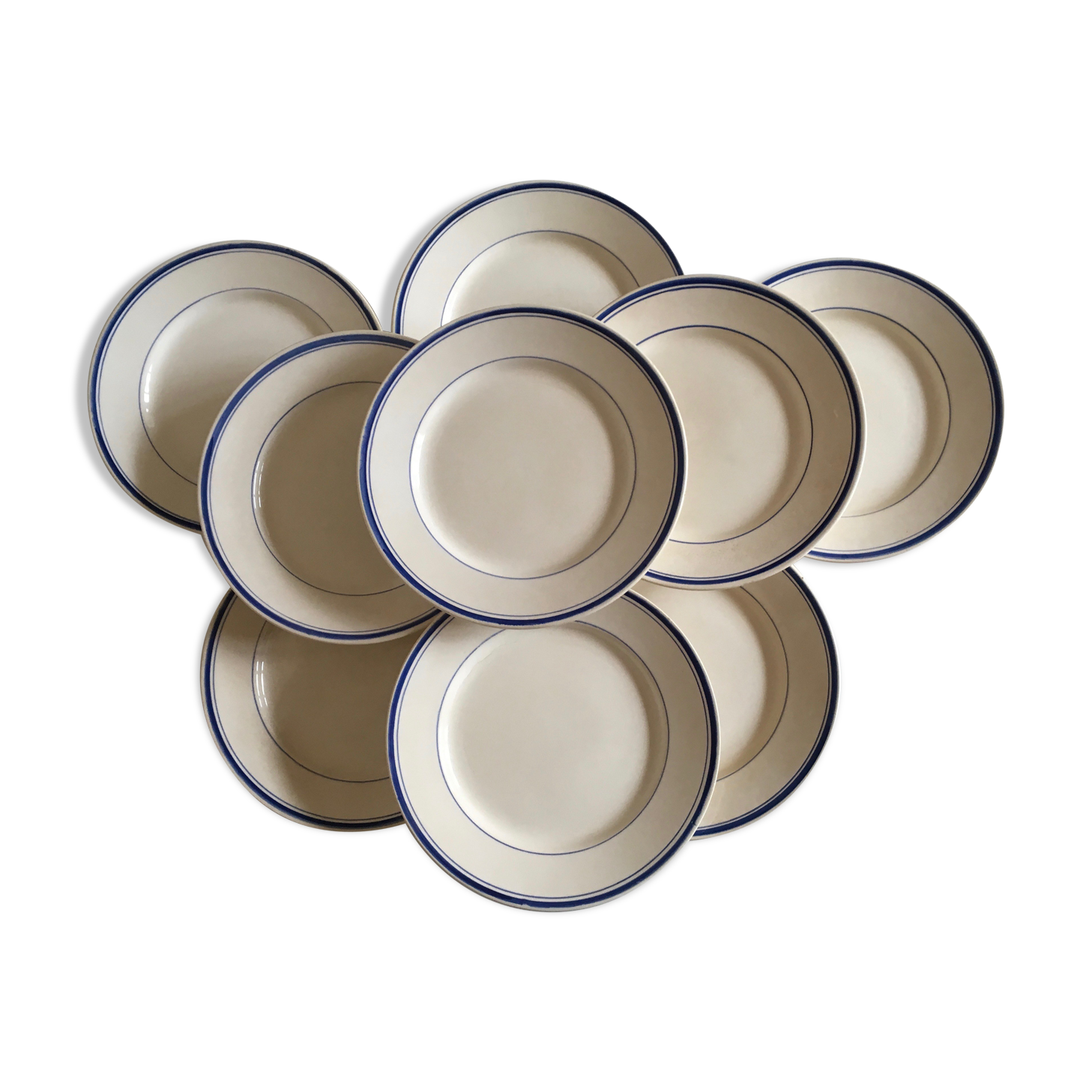 set of 9 flat plates of iron earth in 1920 Grigny fillets