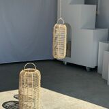 Small lantern-shaped rattan suspension H35 D15