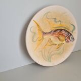 Decorative plate signed Vallauris handmade decor / fish / painting / 1950 / French riviera / Mid-Century / 20th century