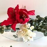 Vase Container Tealight Holder Thick Glass Hammered Half Moon Design
