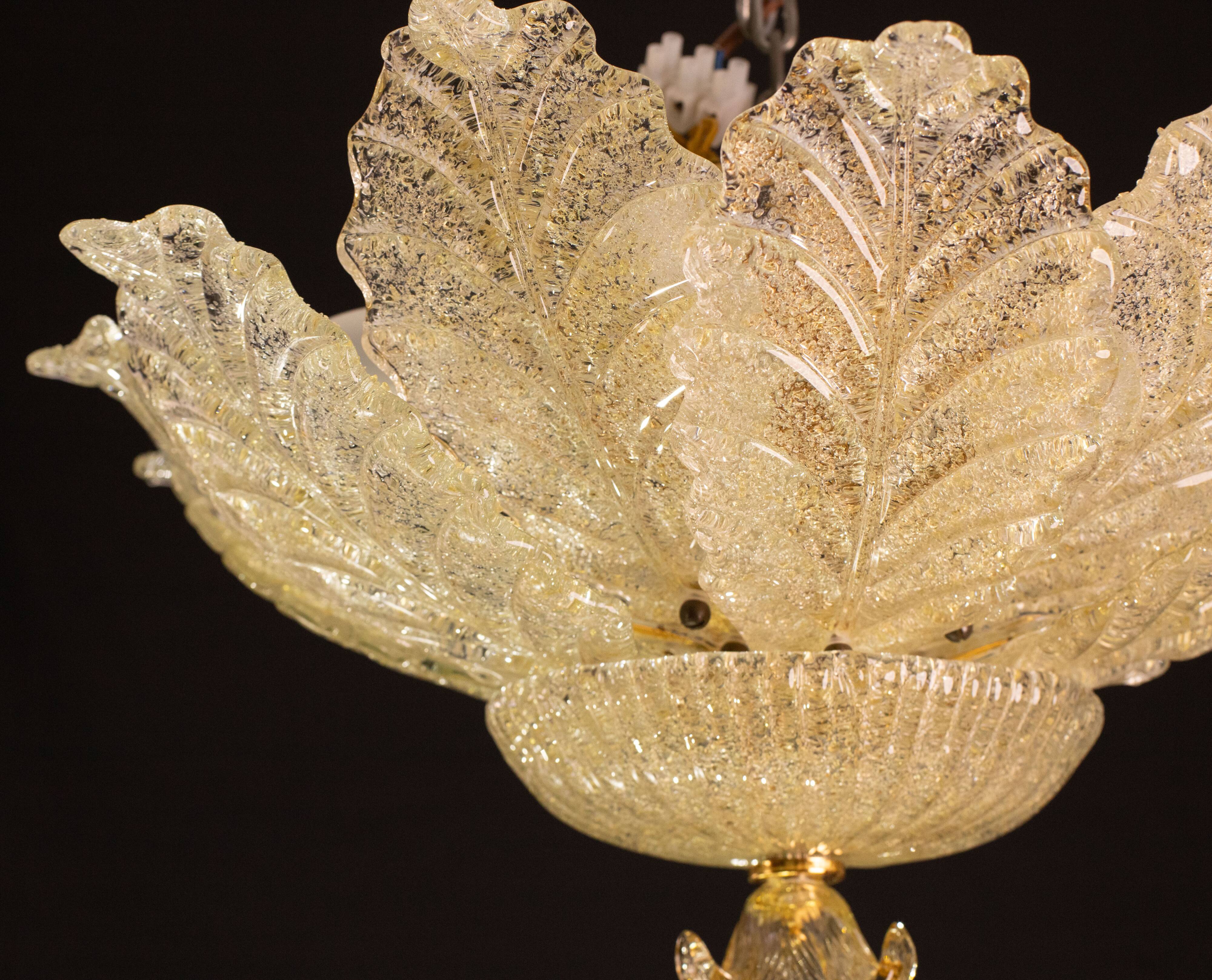 Portofino, Murano Glass Gold\Orange Ceiling Light or Flush Mount, 1970s