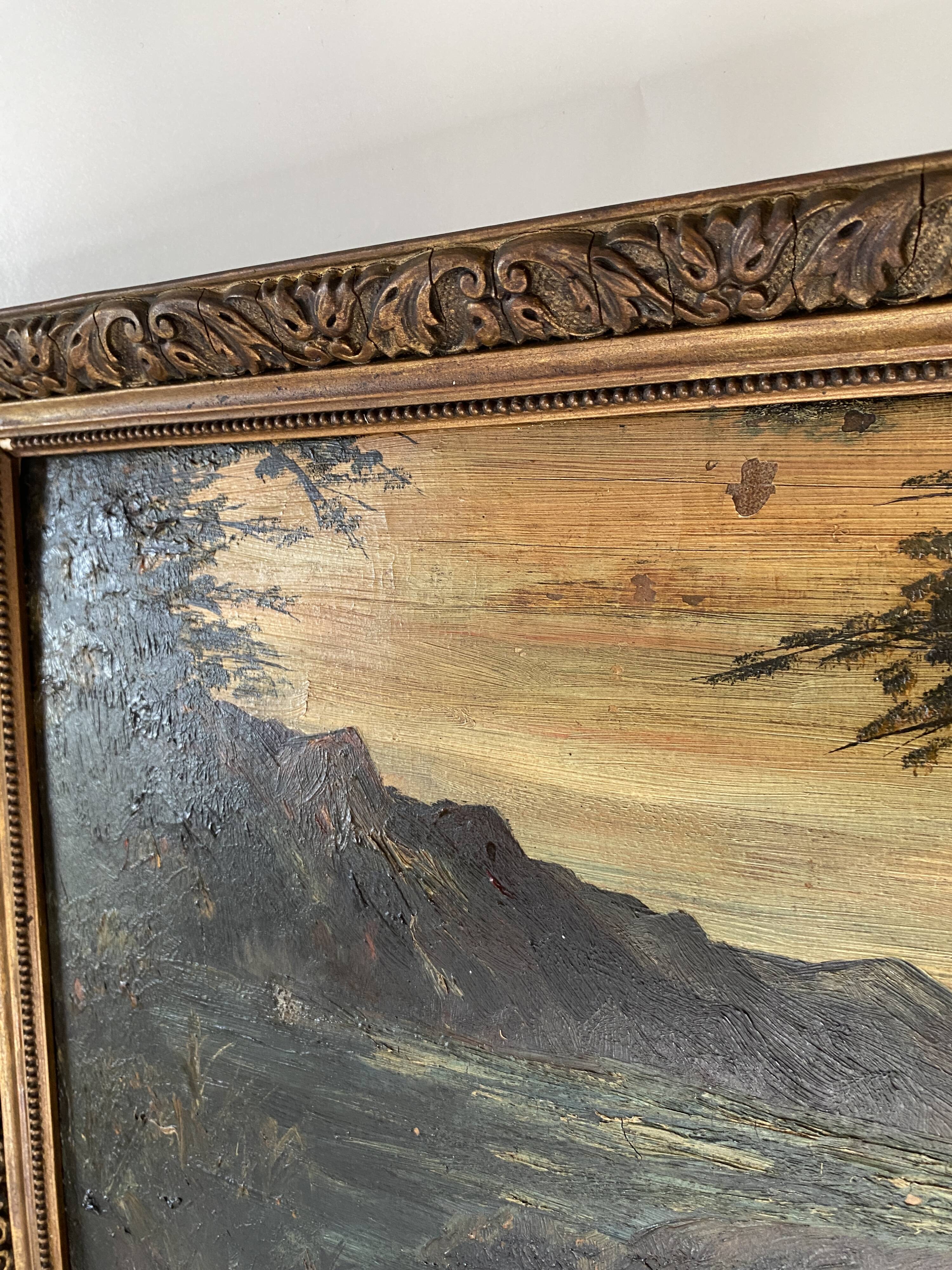 Oil and wood frame, ca 1900