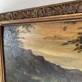 Oil and wood frame, ca 1900