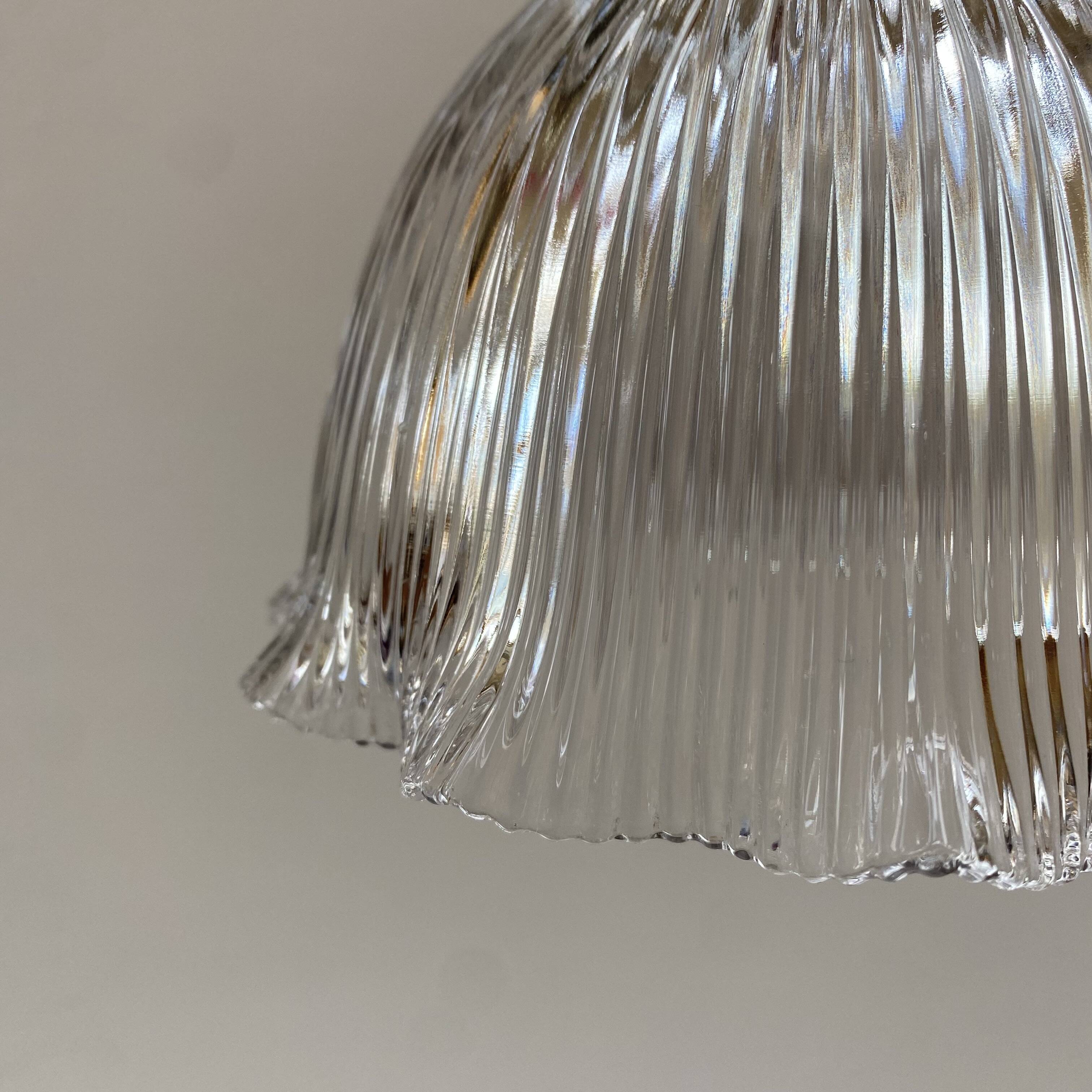 Holophane glass pendant with serrated edges