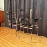 Pair of "Sandows" chairs designed by Rene Herbst, Bauhaus, France, 1980s