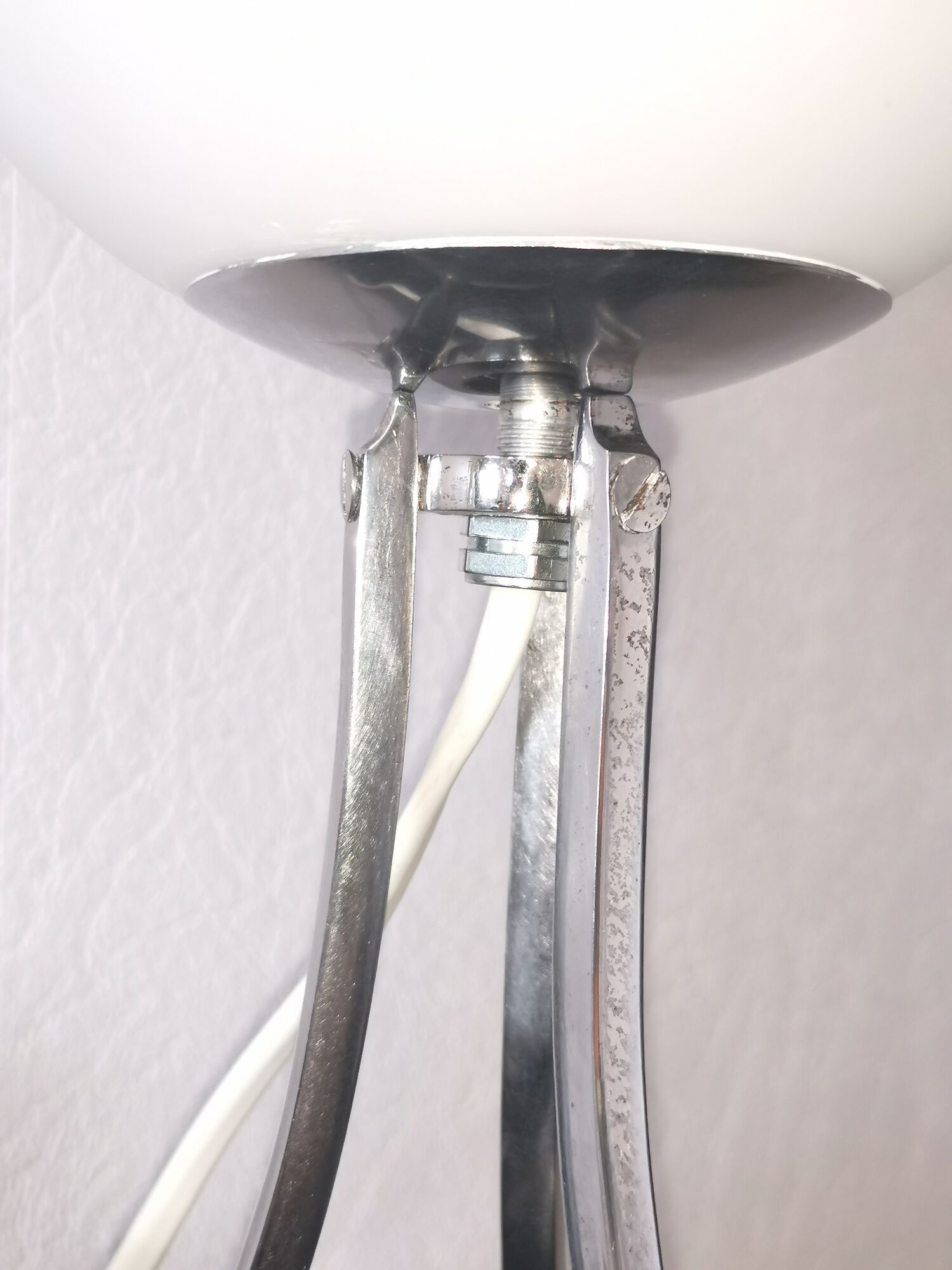 Lamp sphere of frosted glass, chrome steel, art deco, 1950