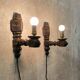 Pair of vintage wooden wall lights