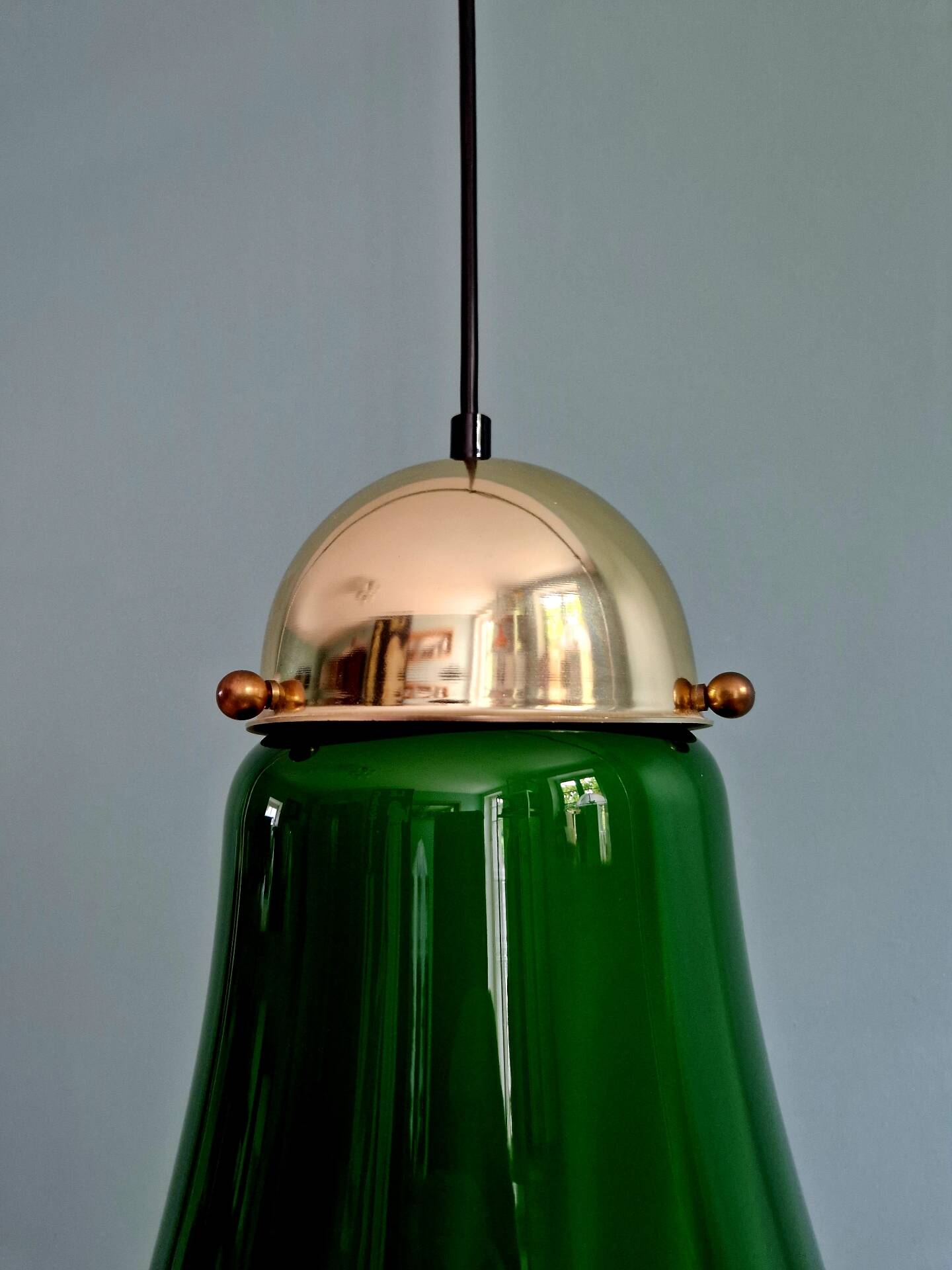 Suspension in green opaline with a scalloped edge, Peill & Putzler, 1970