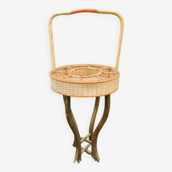 60s rattan servant basket