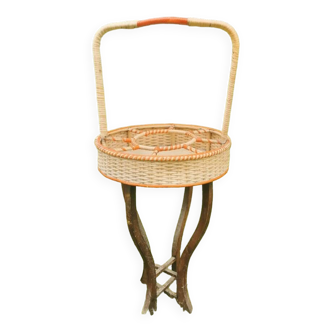 60s rattan servant basket