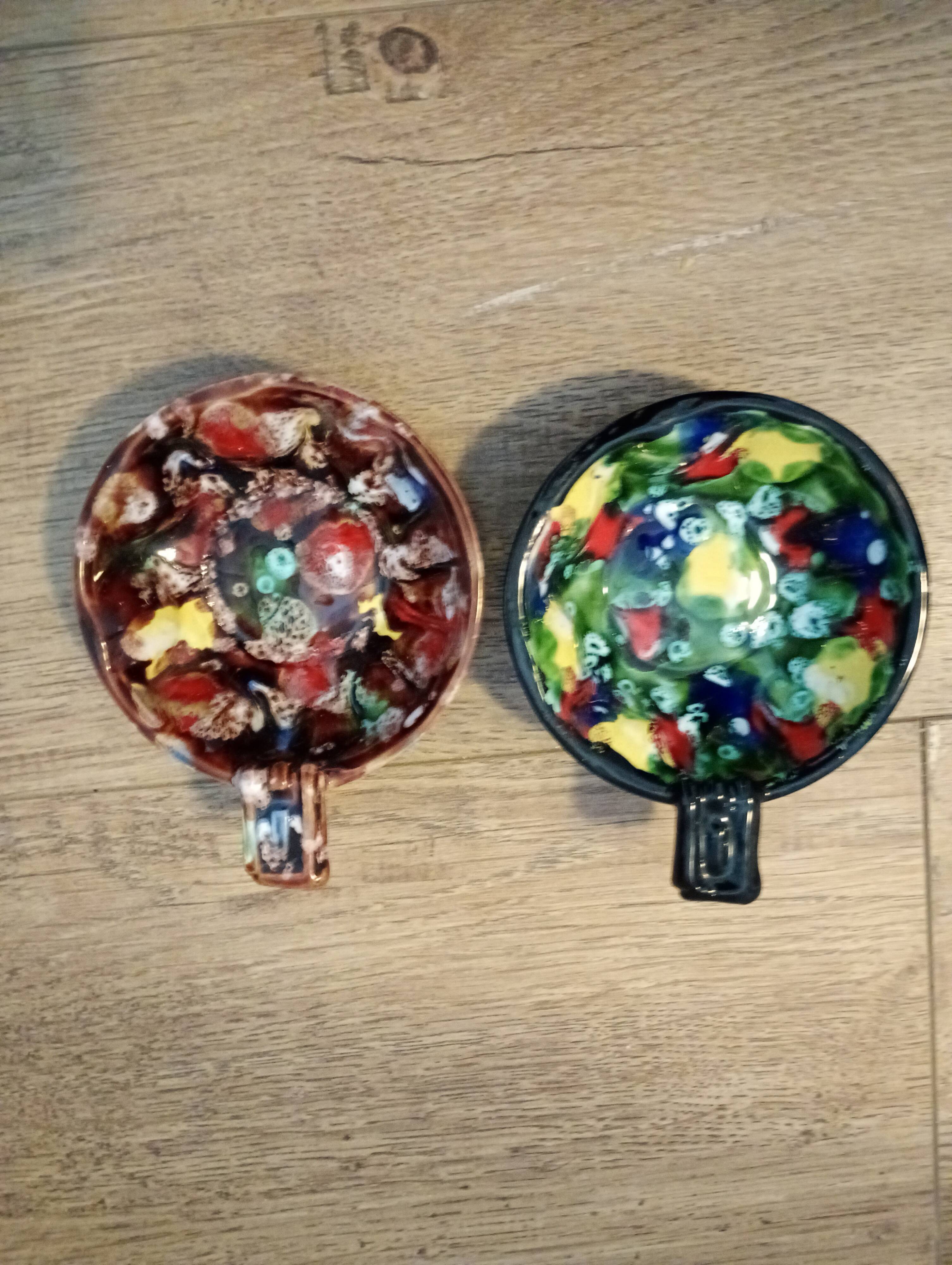 Tasting wine, bowls signed A. Dressinval, ceramist from Vallauris, 1960s.