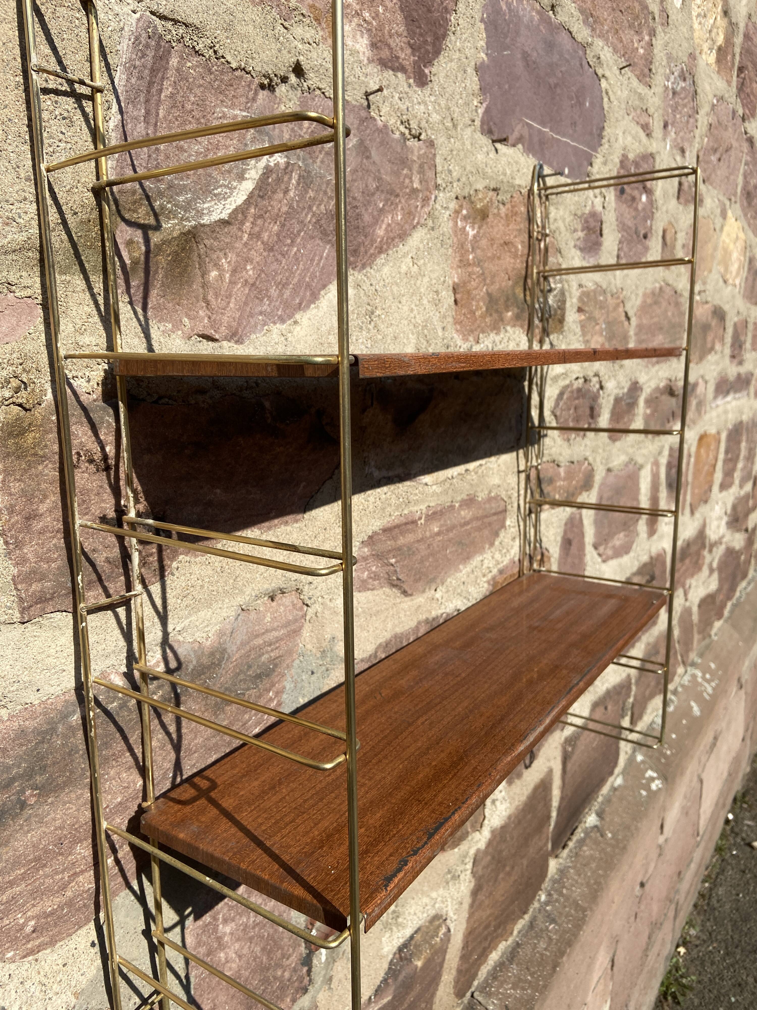 old industrial metal shelf Scandinavian shelf String 1960