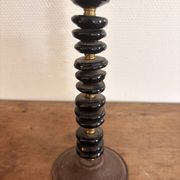 Lotus Pearl Candle Holder Vintage Brutalist Ethnic Metal