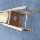 Lot of 2 old chairs in carved wood and leather