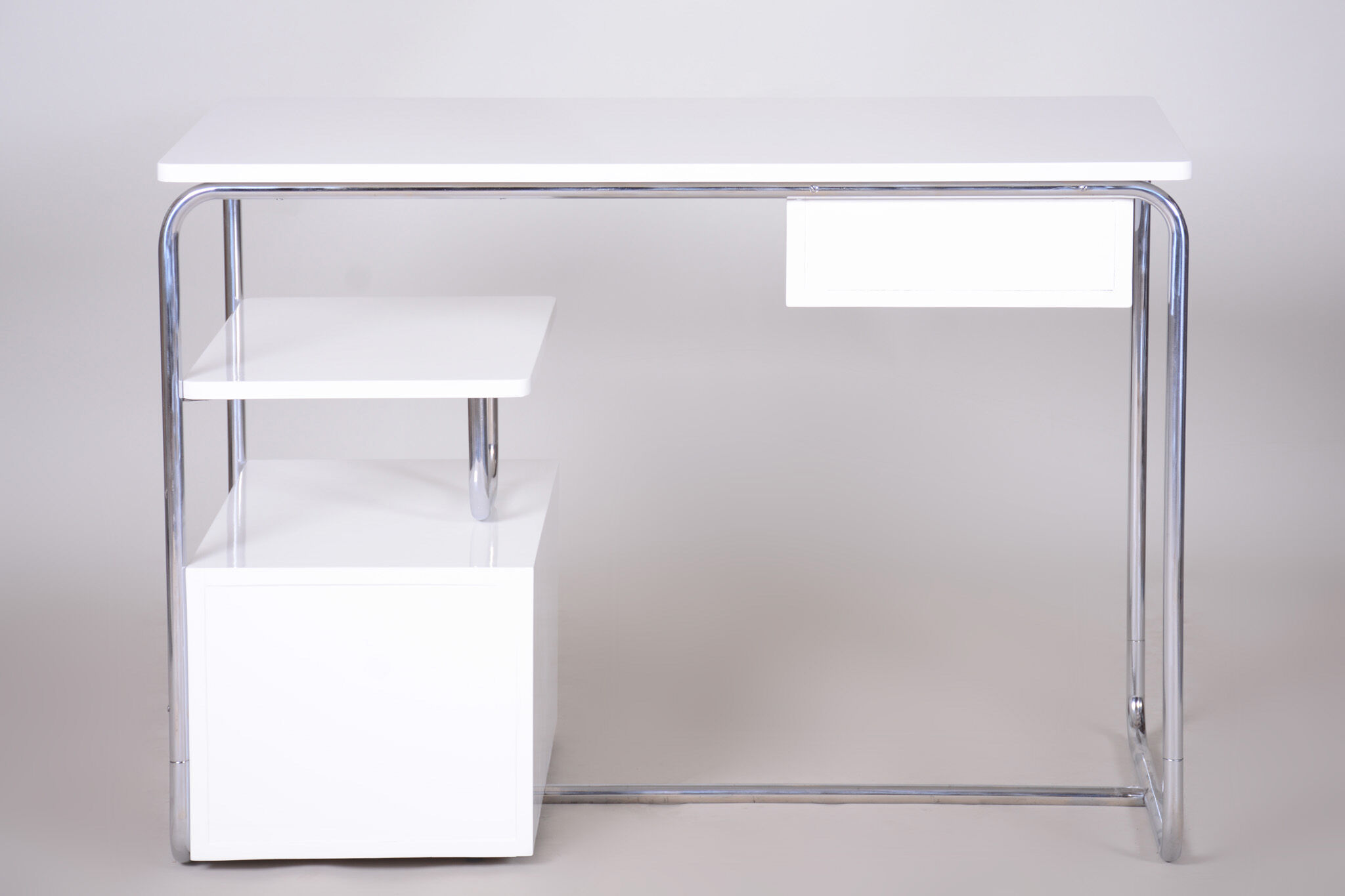 White Bauhaus writing desk made in 1930s Germany - Restored