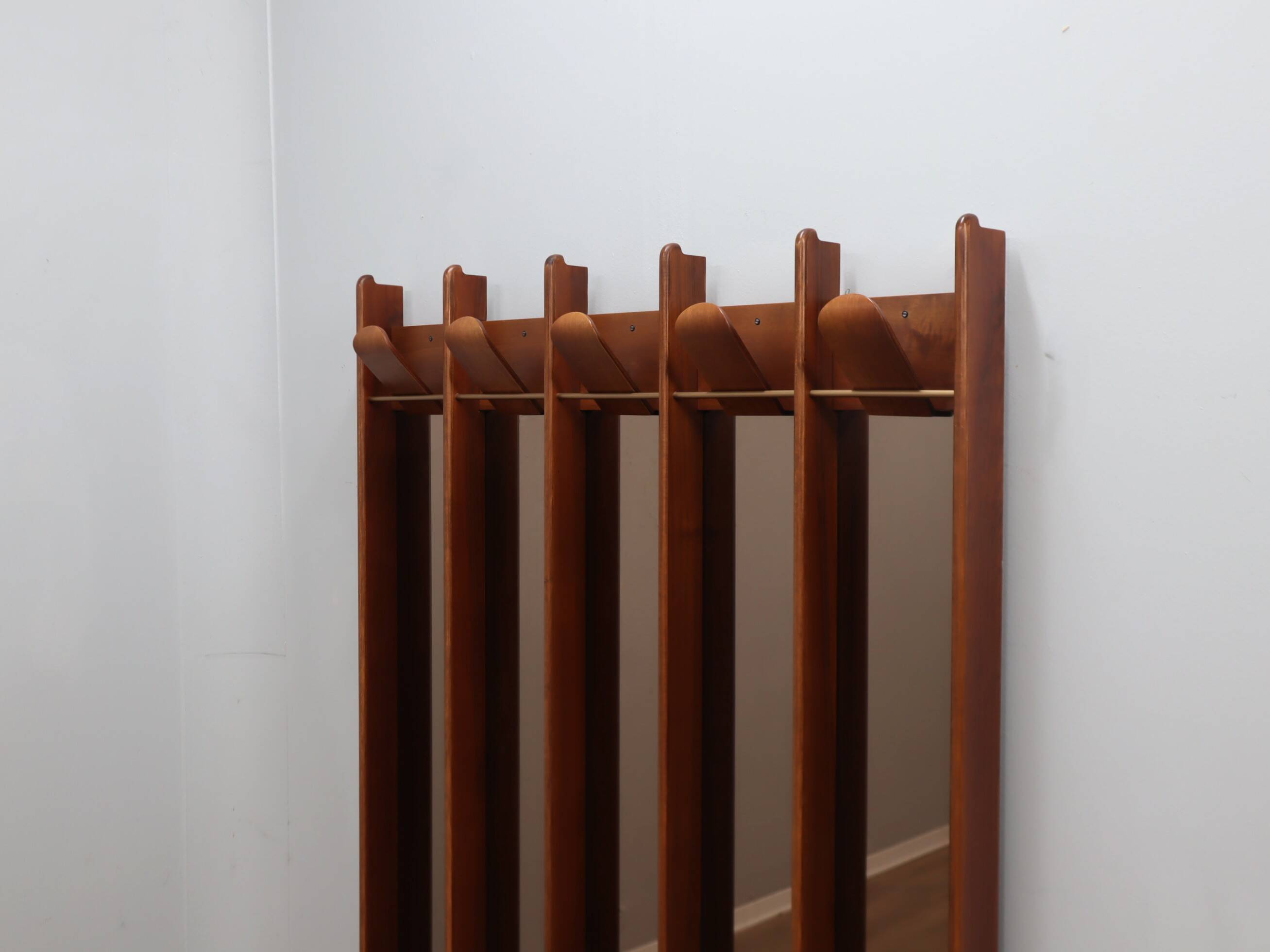 Vintage 1970s La Moderna Wood Entryway coat rack with mirrors
