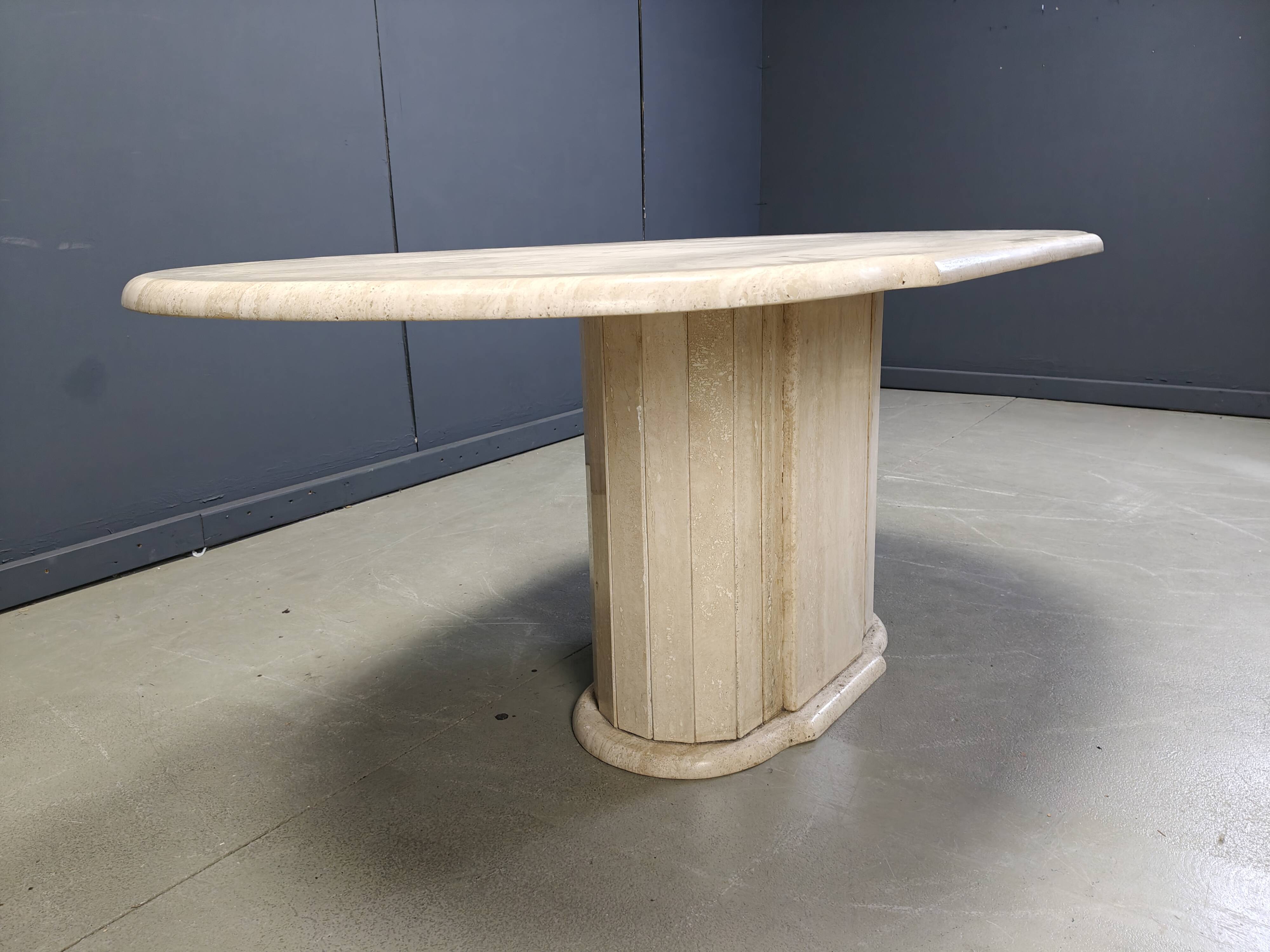 Vintage oval travertine dining table, 1970s
