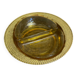 Bol Vide Poche Ancien Verre Moulé Jaune Ambré Rang De Perles Années 50