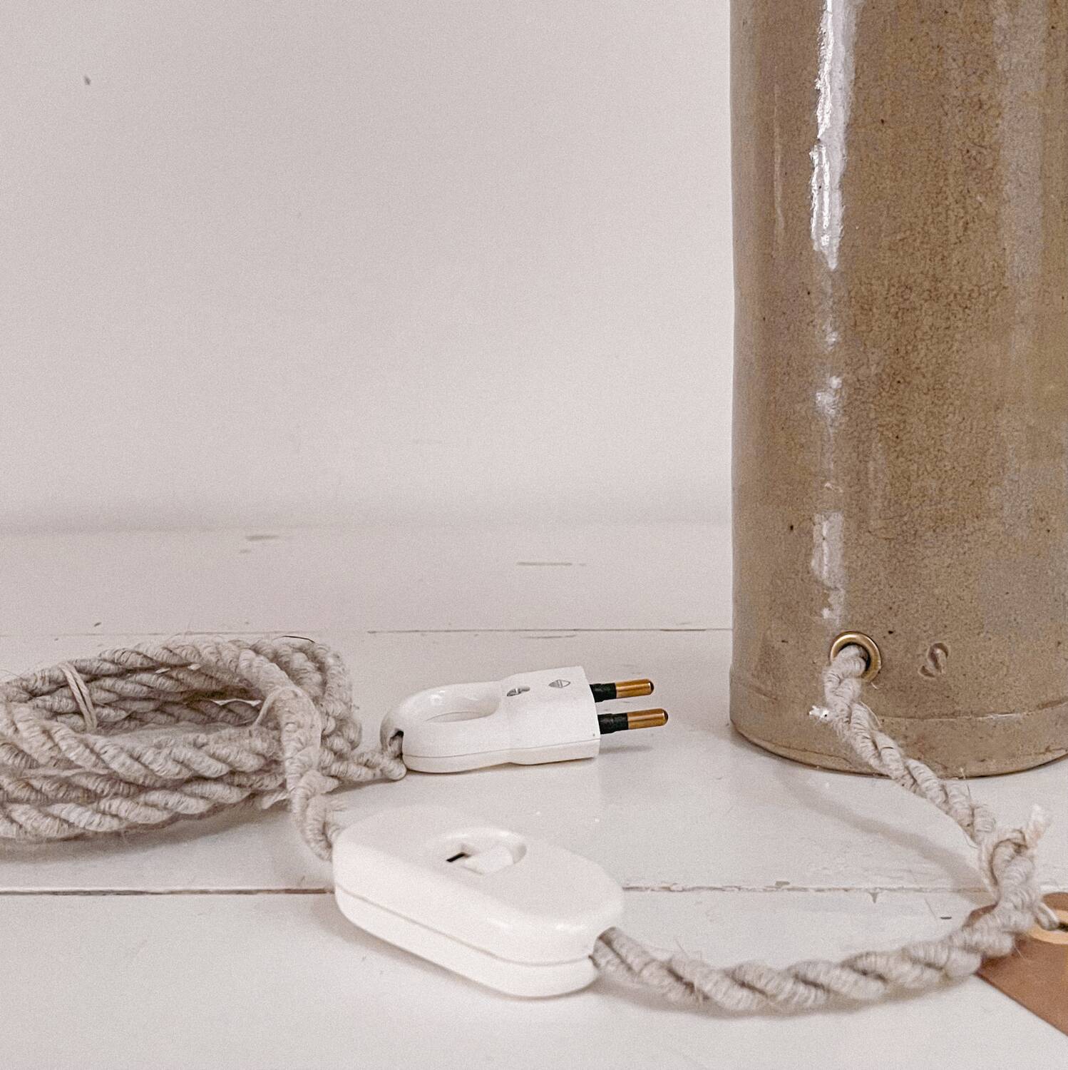 Sandstone and rabane lamp