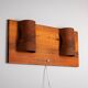 Rectangular pinewood wall lamp with bur wood veneer shades