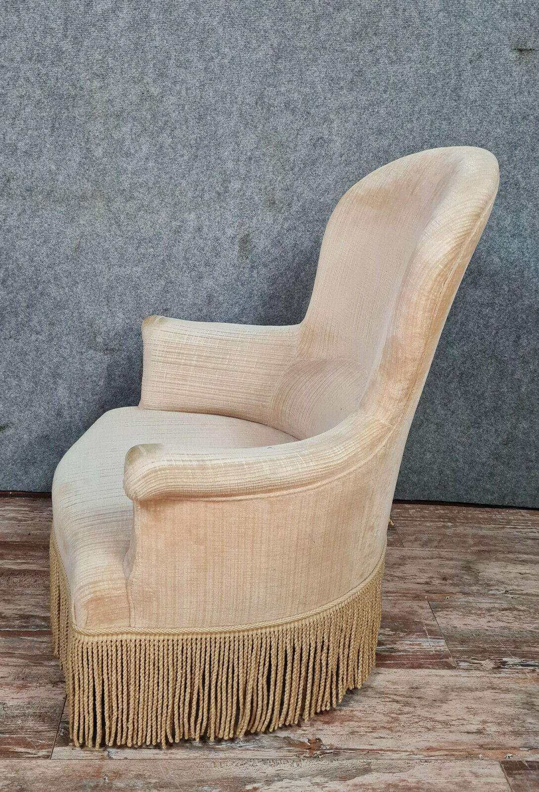 pendant of Napoleon III era toad armchairs in Velvet of Genoa