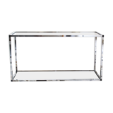Console in chromed metal and smoked glass, Italy 70's