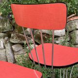 4 red Formica chairs with Eiffel legs 1950