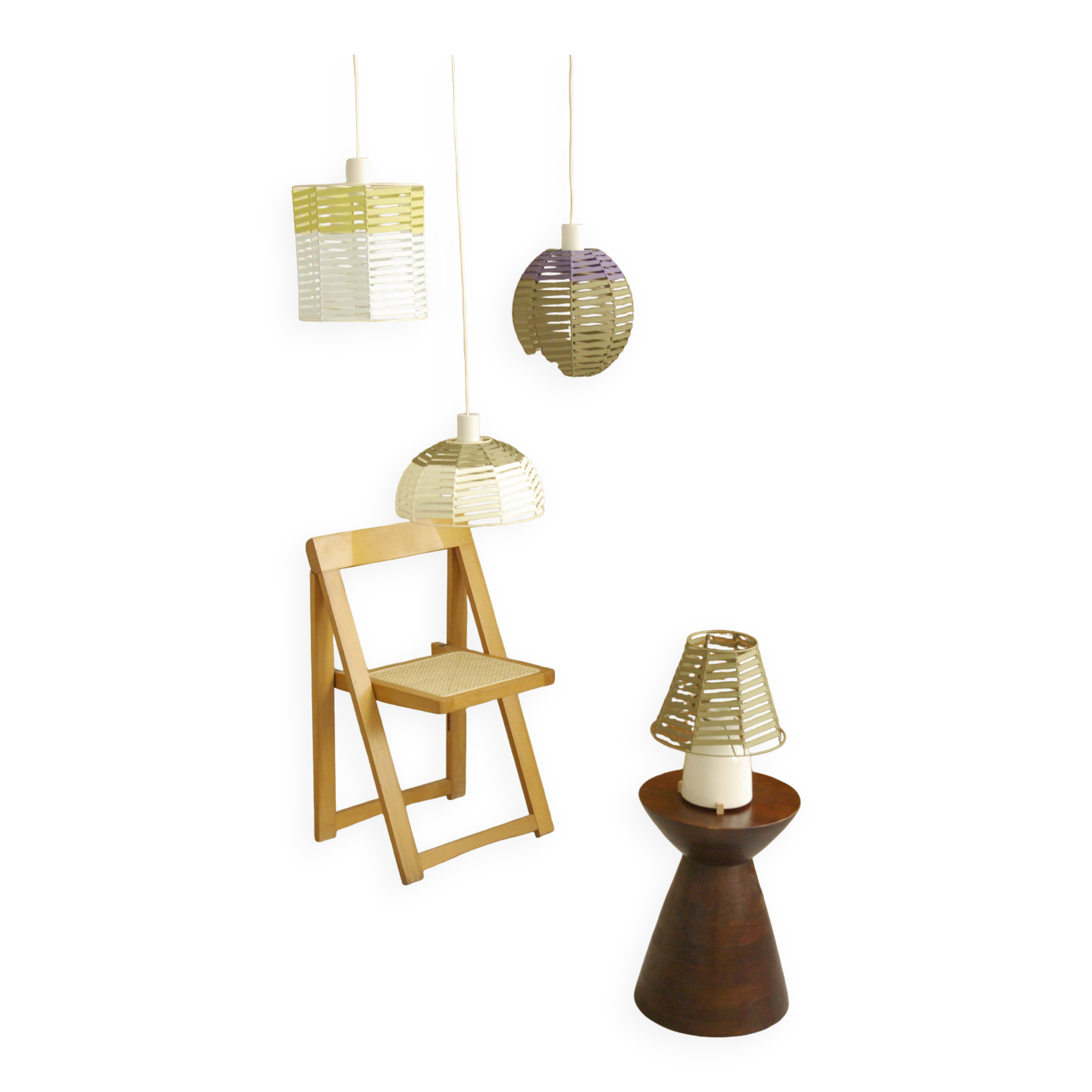 Woven ball suspension on metal structure / D 25cm