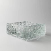 Large Vintage Murano Glass Ashtray - Transparent Glass with Ice Texture, Italian 1970s Design