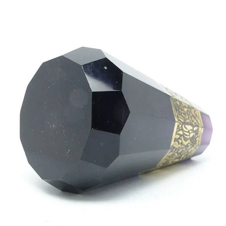 Art Deco vase, amethyst glass, gilded oroplastic, Moser, Czechoslovakia, 1930s