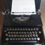 Japy portable typewriter, shiny black metal, 1950s