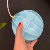 Vintage art deco globe pendant light in blue opaline