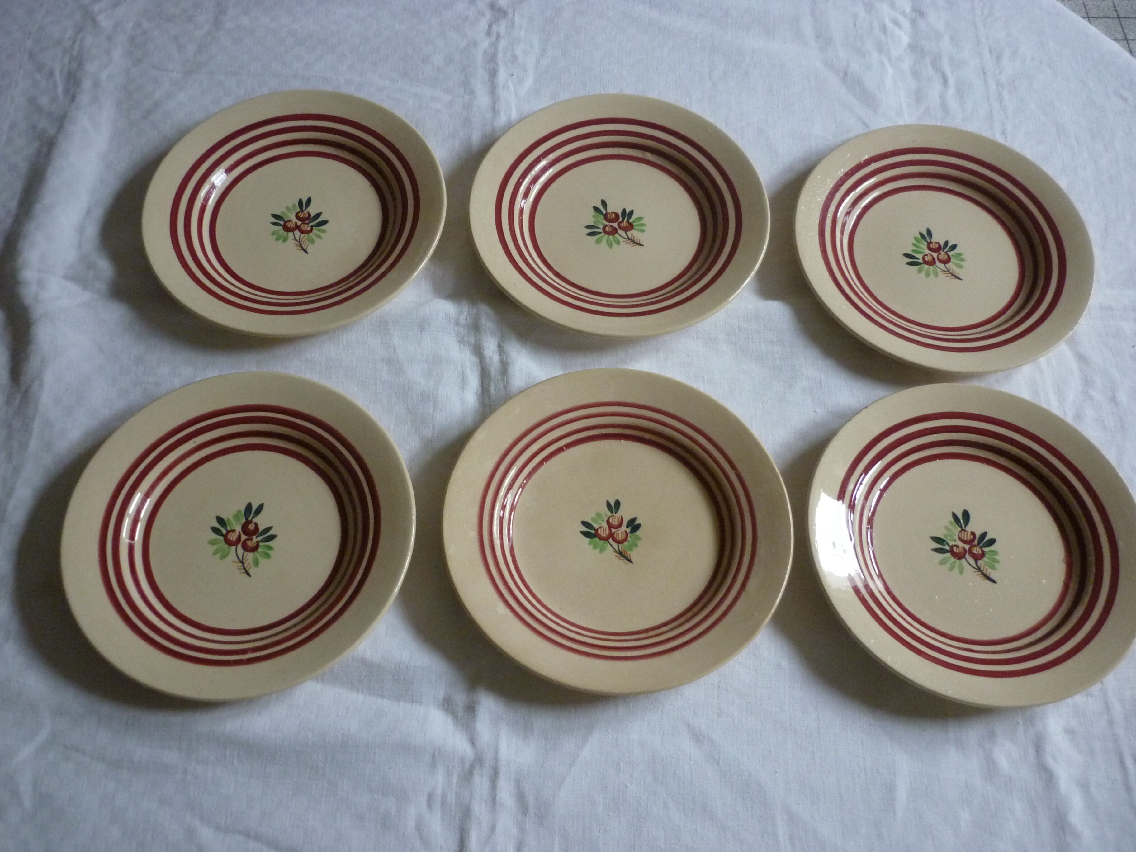 6 setting fruit gien earthenware dessert plates