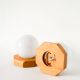 Pair of globe wall lights in opaline with a pine base, 1980.