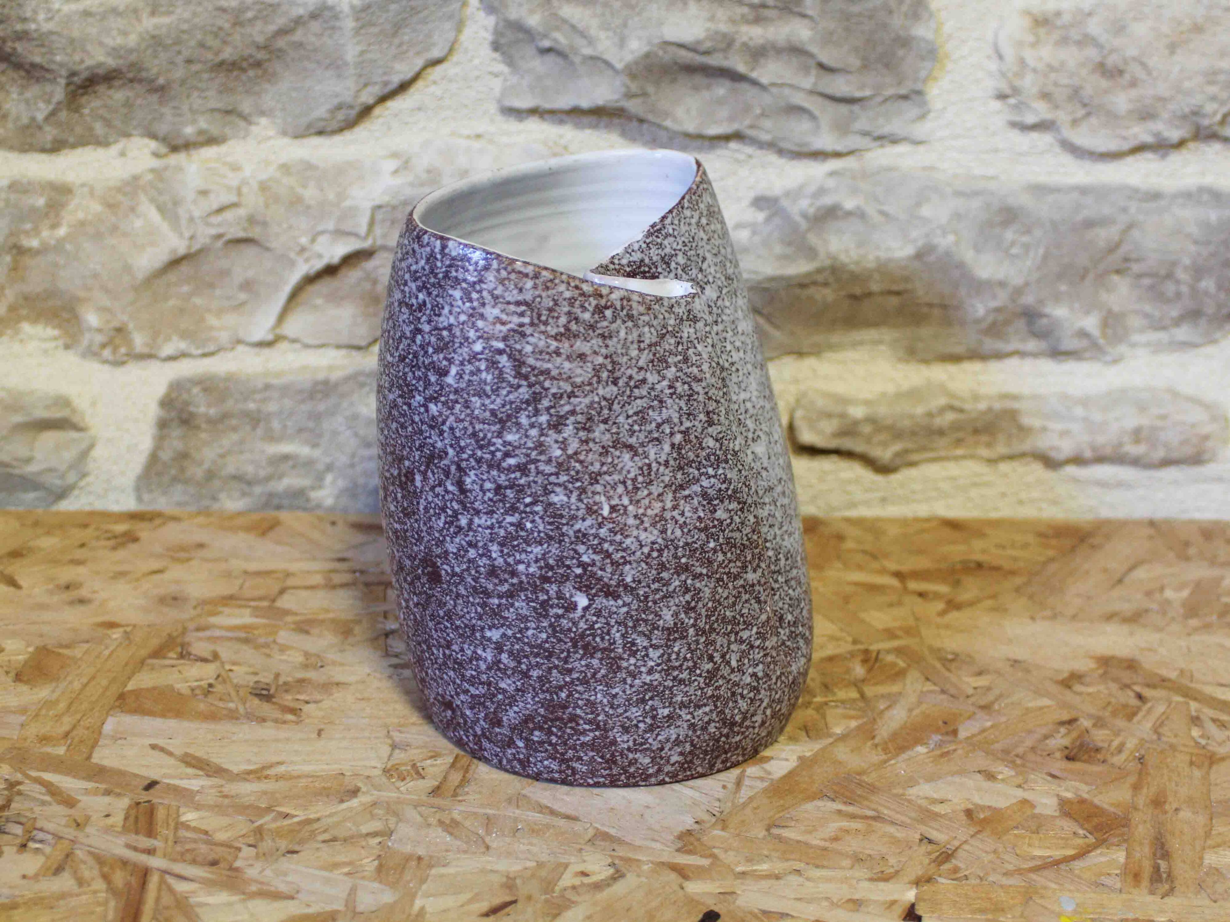 Glazed ceramic vase pleated by Jean Fradin