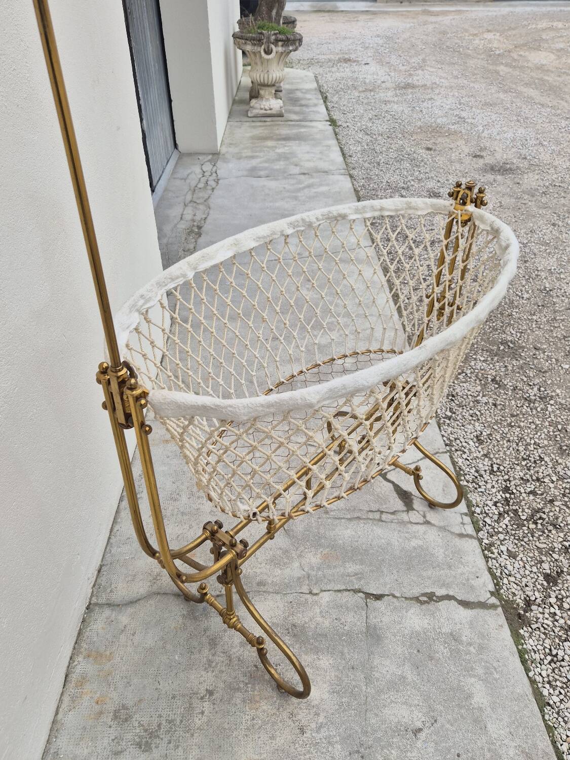 19th century brass rocking cradle from a castle