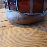 Vintage Lamp from the 60s Colored Glass, Tin and Earthenware