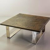 Ardesia Collection Square Slate Stone Coffee Table in Pia Manu Style, 1960s