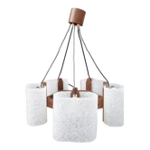 Scandinavian chandelier in teak and perspex