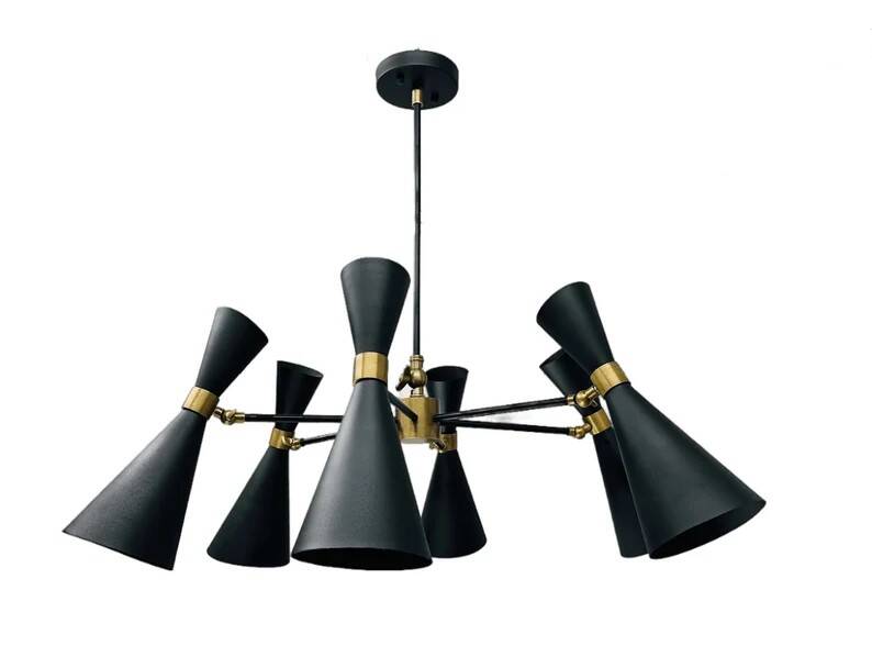 Mid Century Modern Brass Bow Tie Chandelier | 6 Arms Ceiling Light Fixture
