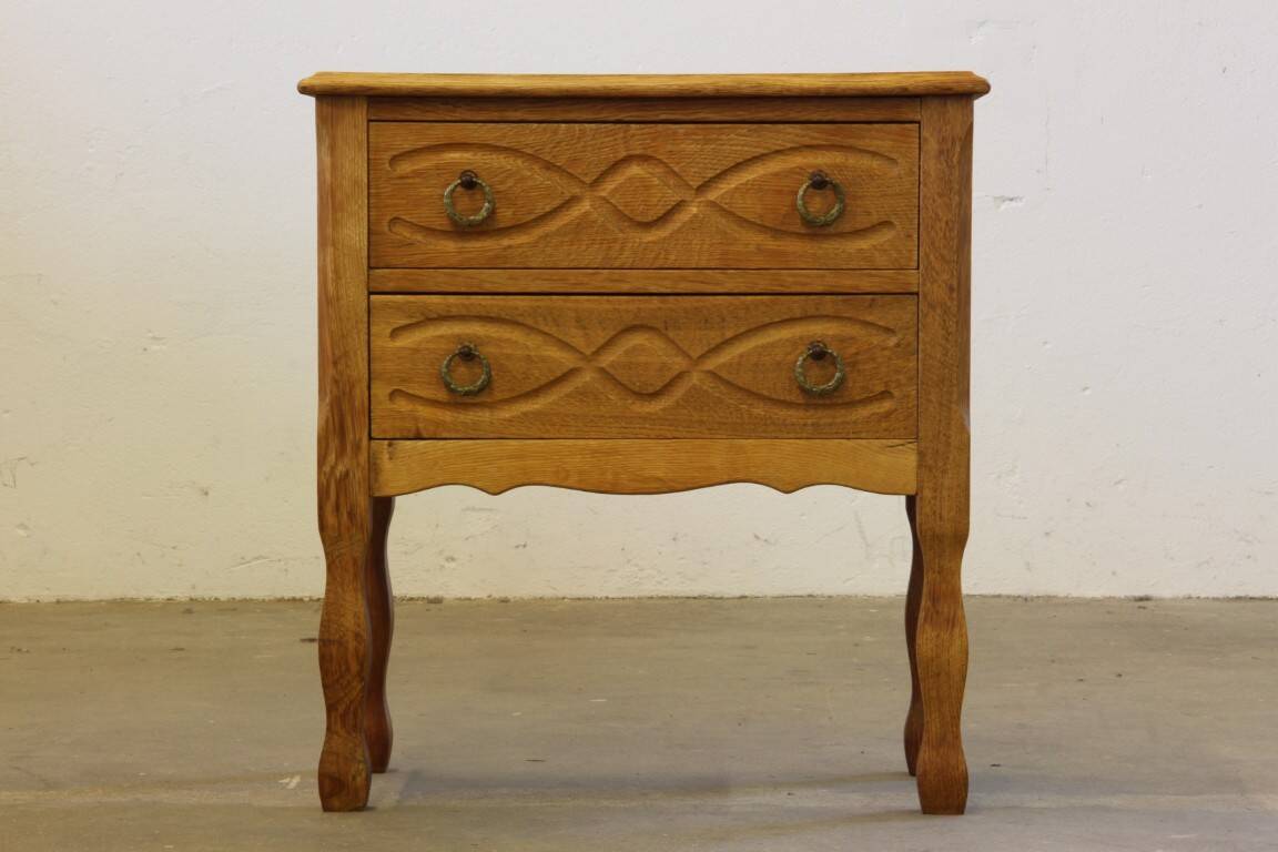 Vintage Danish 1960s oak nightstand / bedside table style of Henning Kjærnulf