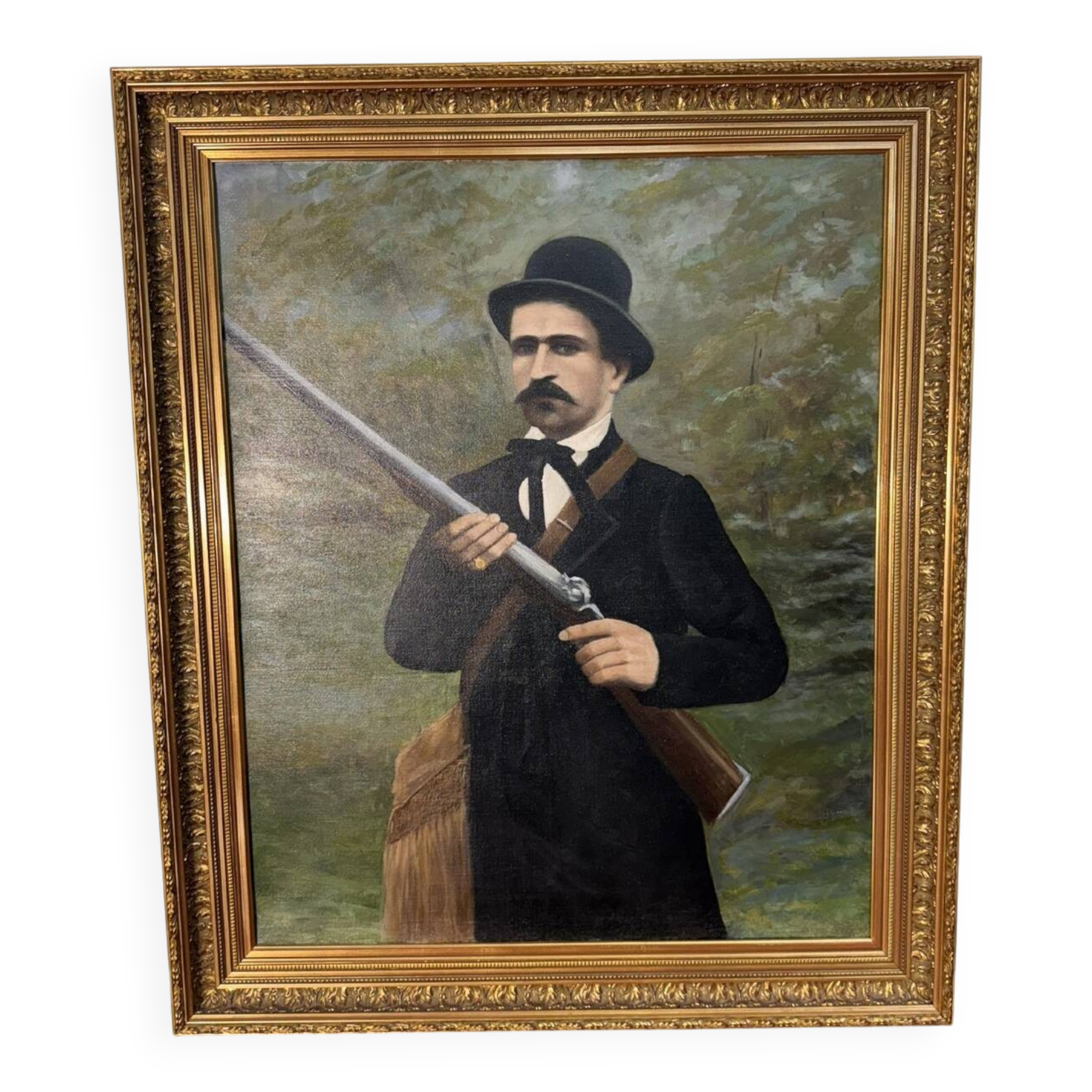 English school late 19th century: large oil on canvas "The Hunter"