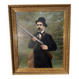 English school late 19th century: large oil on canvas "The Hunter"