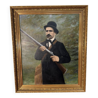 English school late 19th century: large oil on canvas "The Hunter"